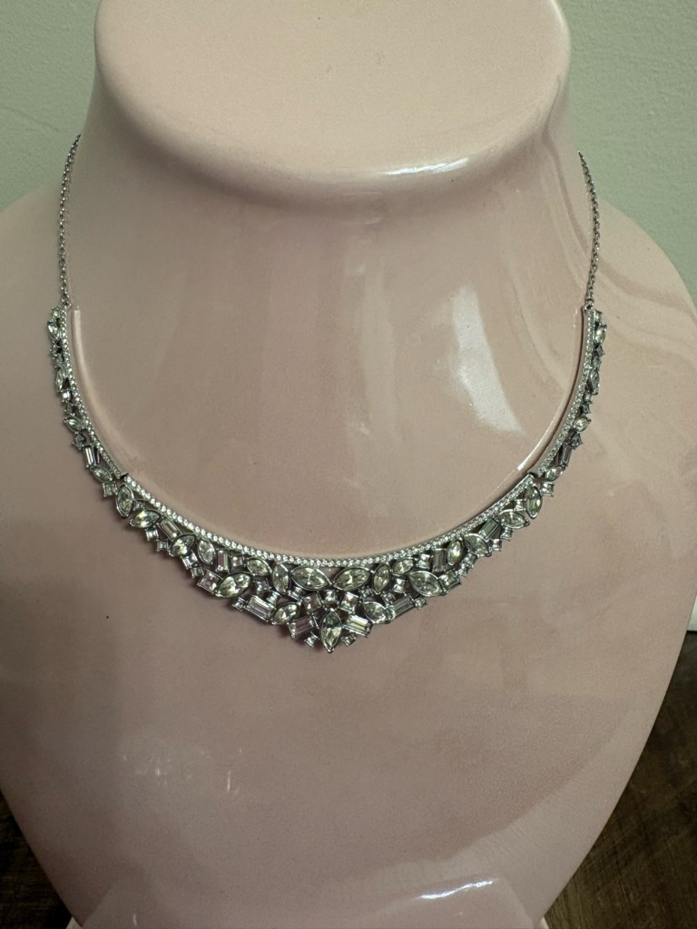 Crystal Bib Necklace - Silver Tone Woman's Jewelry
